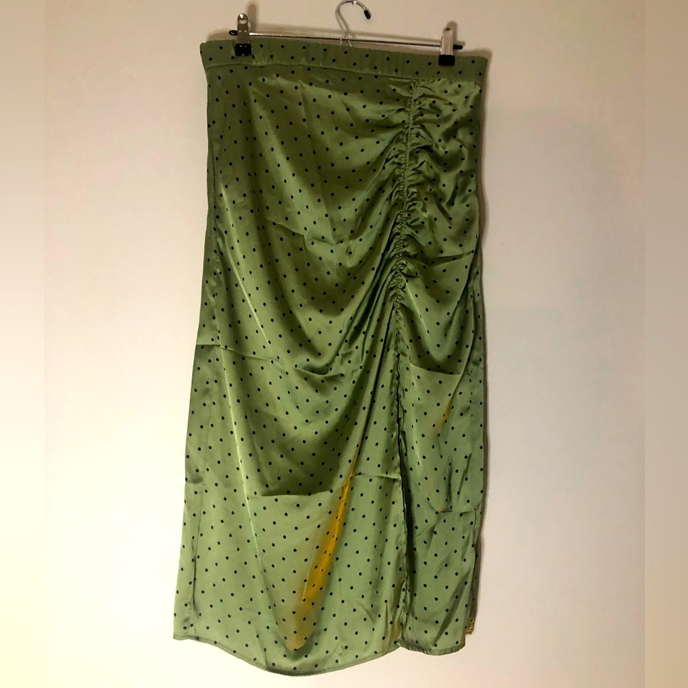 Zara Polka Dot Midi Skirt With Slit